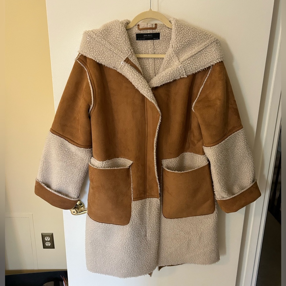 Zara Suede & Sherpa Jacket Overcoat
